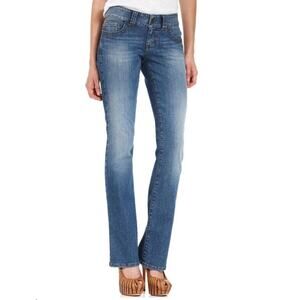 GUESS Women's Daredevil Bootcut Med Wash Distressed Denim Jeans Size 27 Y2K 90s